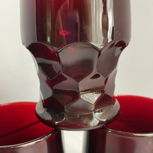 3 Vintage Anchor Hocking Georgian Ruby Red 9 oz Flat Tumbler Drinking‎ Glasses - Picture 2 of 6